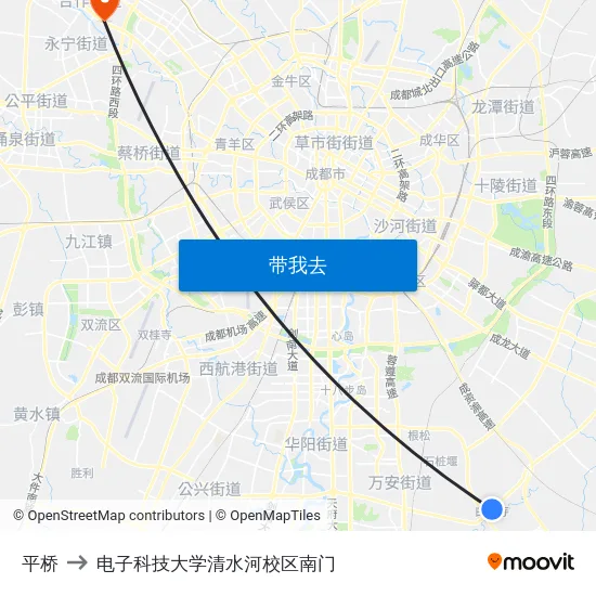 平桥 to 电子科技大学清水河校区南门 map