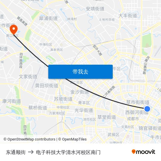 东通顺街 to 电子科技大学清水河校区南门 map