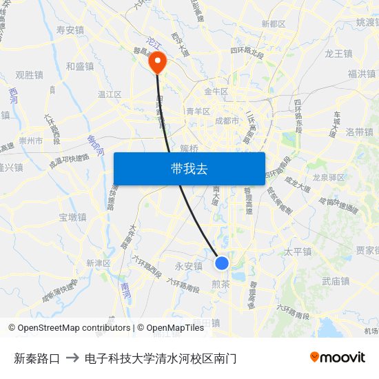 新秦路口 to 电子科技大学清水河校区南门 map