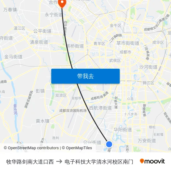 牧华路剑南大道口西 to 电子科技大学清水河校区南门 map