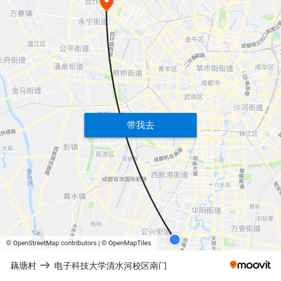 藕塘村 to 电子科技大学清水河校区南门 map