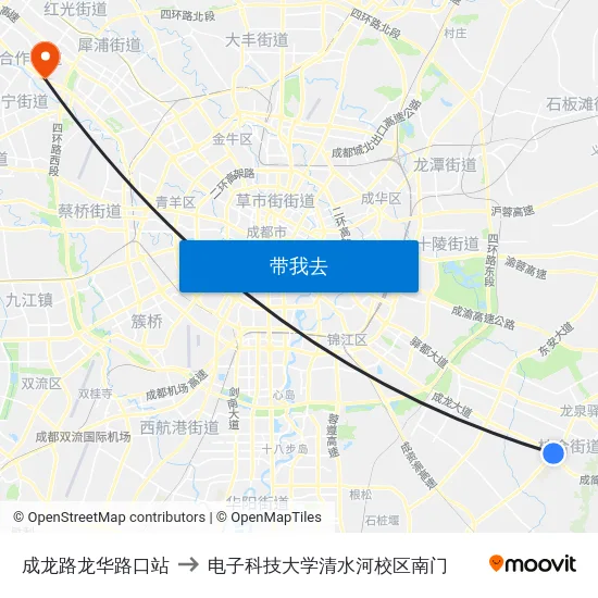 成龙路龙华路口站 to 电子科技大学清水河校区南门 map