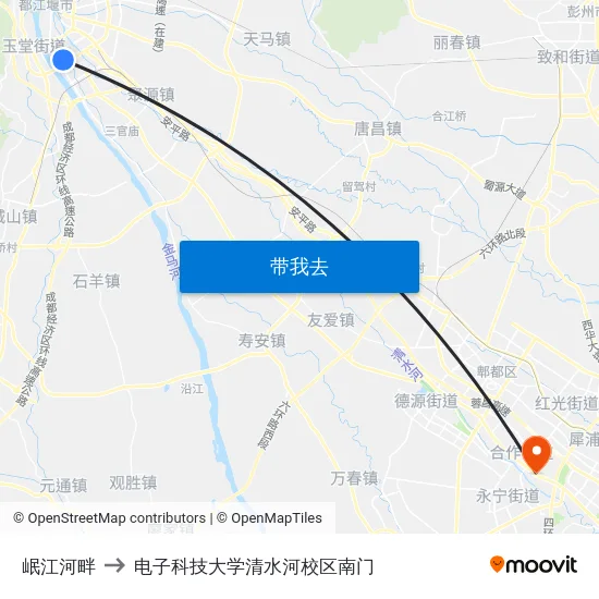 岷江河畔 to 电子科技大学清水河校区南门 map