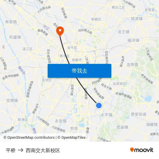 平桥 to 西南交大新校区 map