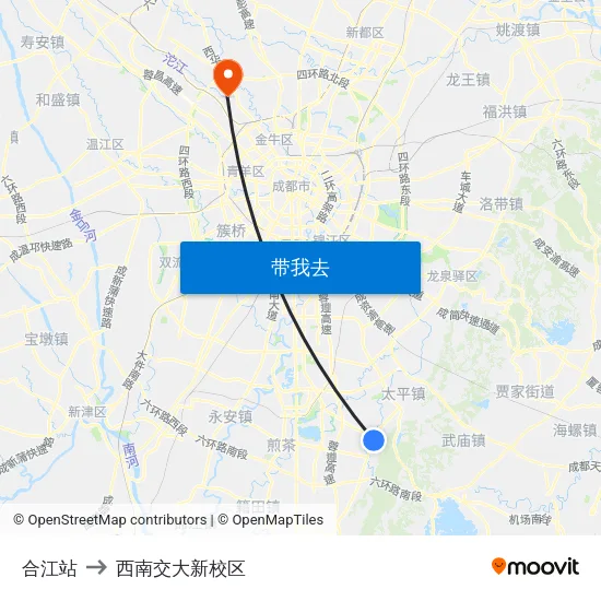 合江站 to 西南交大新校区 map
