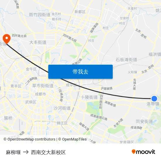 麻柳堰 to 西南交大新校区 map