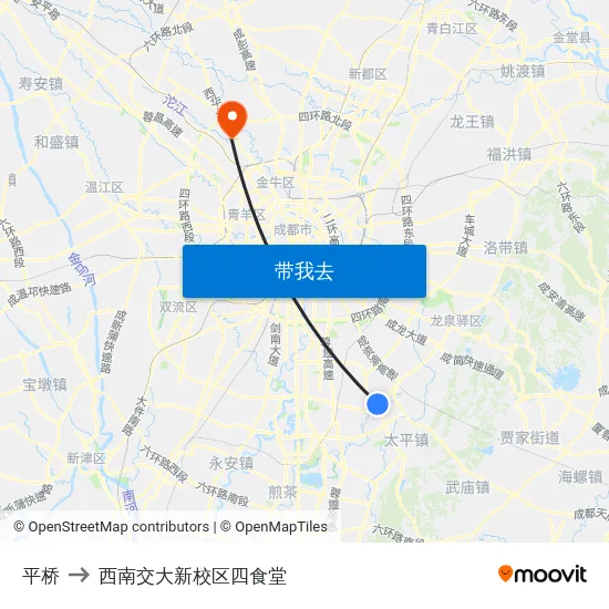 平桥 to 西南交大新校区四食堂 map