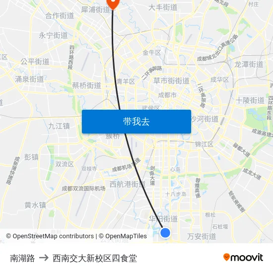 南湖路 to 西南交大新校区四食堂 map