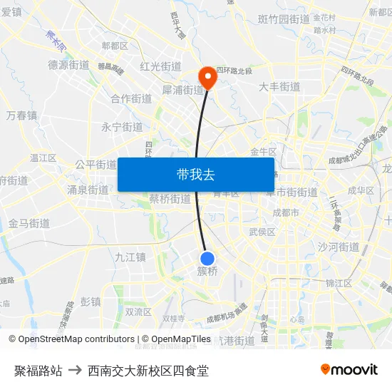 聚福路站 to 西南交大新校区四食堂 map
