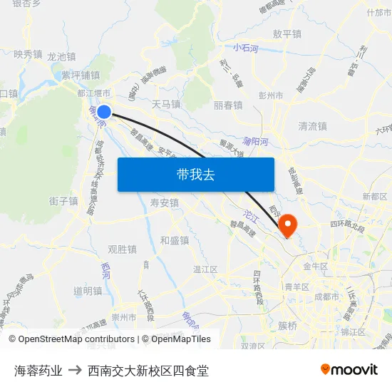 海蓉药业 to 西南交大新校区四食堂 map