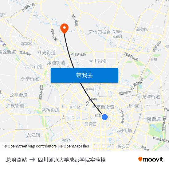 总府路站 to 四川师范大学成都学院实验楼 map