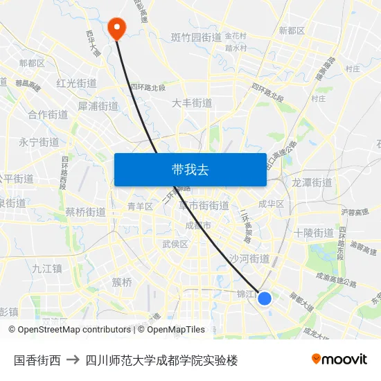 国香街西 to 四川师范大学成都学院实验楼 map