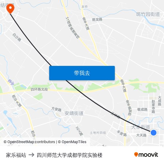 家乐福站 to 四川师范大学成都学院实验楼 map