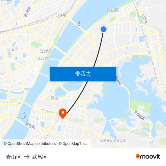 青山区 to 武昌区 map