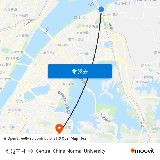 红港三村 to Central China Normal University map