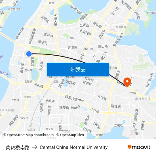 黄鹤楼南路 to Central China Normal University map