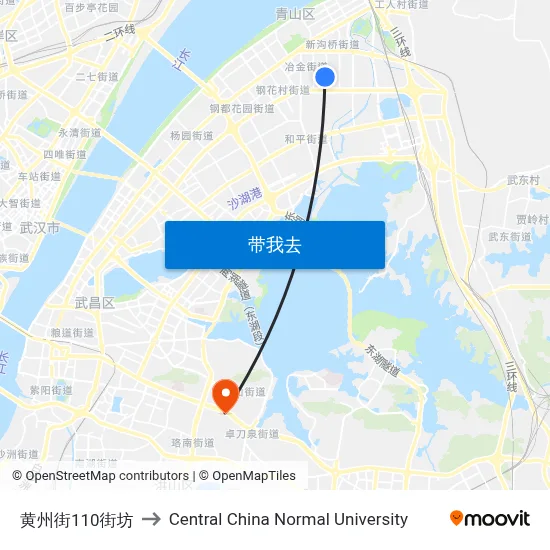 黄州街110街坊 to Central China Normal University map