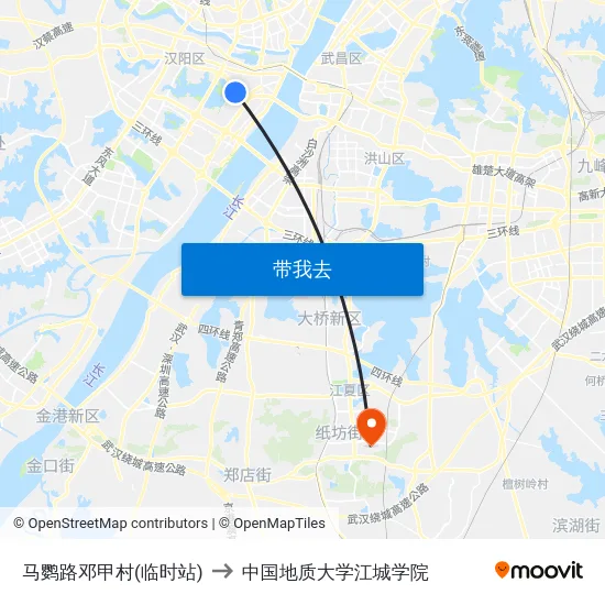 马鹦路邓甲村(临时站) to 中国地质大学江城学院 map