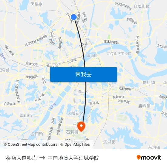 横店大道粮库 to 中国地质大学江城学院 map