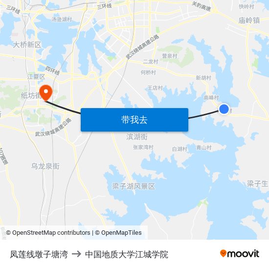 凤莲线墩子塘湾 to 中国地质大学江城学院 map