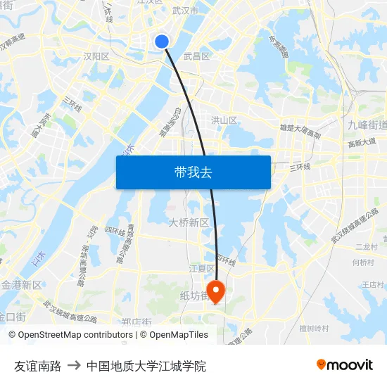 友谊南路 to 中国地质大学江城学院 map