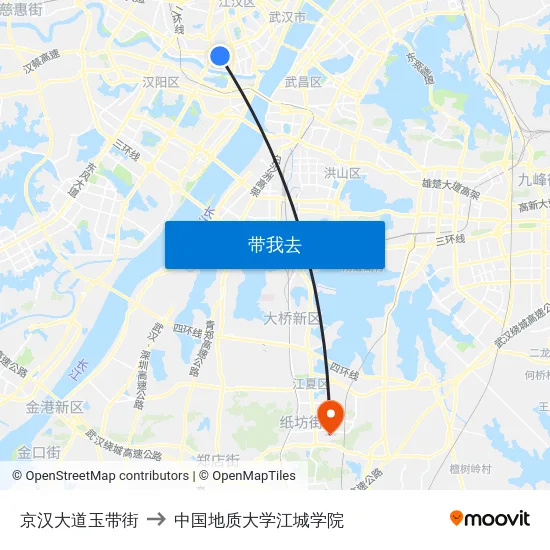 京汉大道玉带街 to 中国地质大学江城学院 map