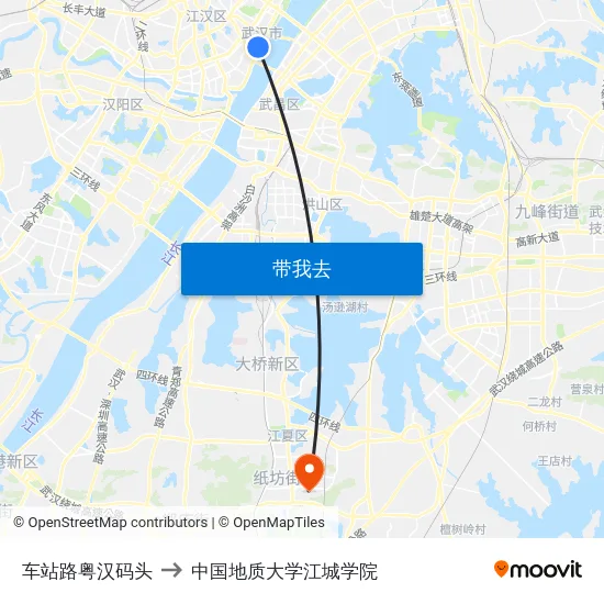 车站路粤汉码头 to 中国地质大学江城学院 map
