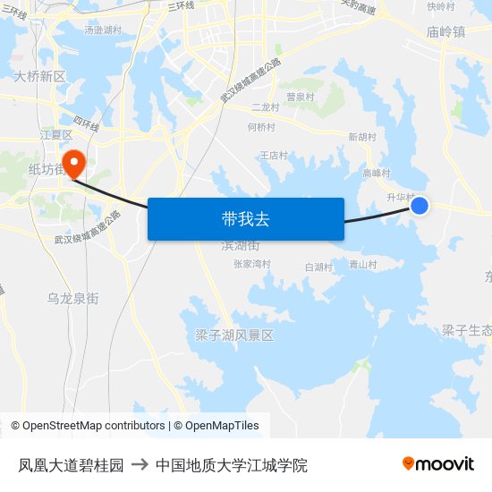 凤凰大道碧桂园 to 中国地质大学江城学院 map