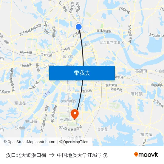汉口北大道滠口街 to 中国地质大学江城学院 map