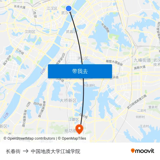长春街 to 中国地质大学江城学院 map