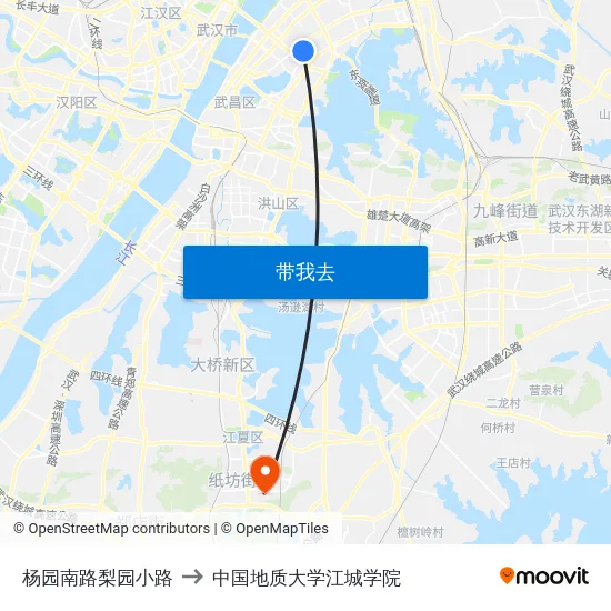 杨园南路梨园小路 to 中国地质大学江城学院 map