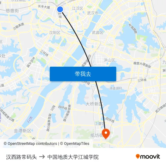 汉西路常码头 to 中国地质大学江城学院 map