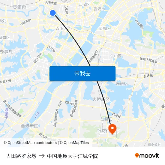 古田路罗家墩 to 中国地质大学江城学院 map