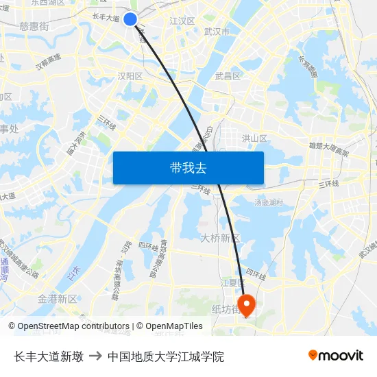 长丰大道新墩 to 中国地质大学江城学院 map
