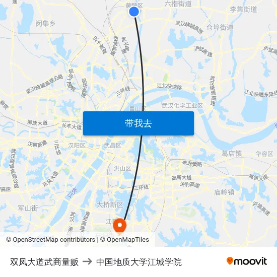双凤大道武商量贩 to 中国地质大学江城学院 map