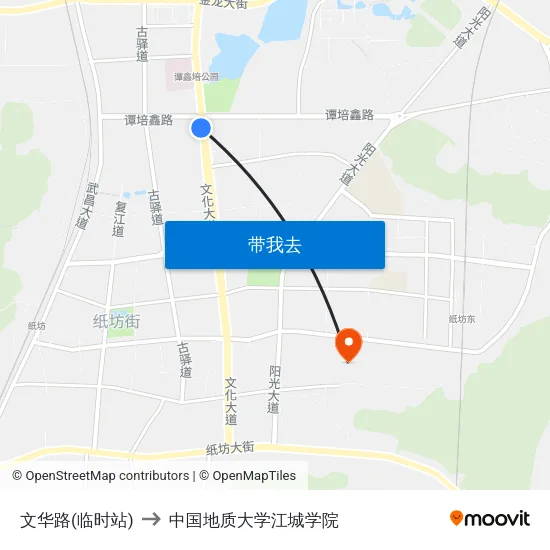 文华路(临时站) to 中国地质大学江城学院 map