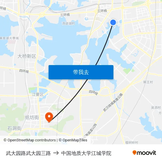 武大园路武大园三路 to 中国地质大学江城学院 map