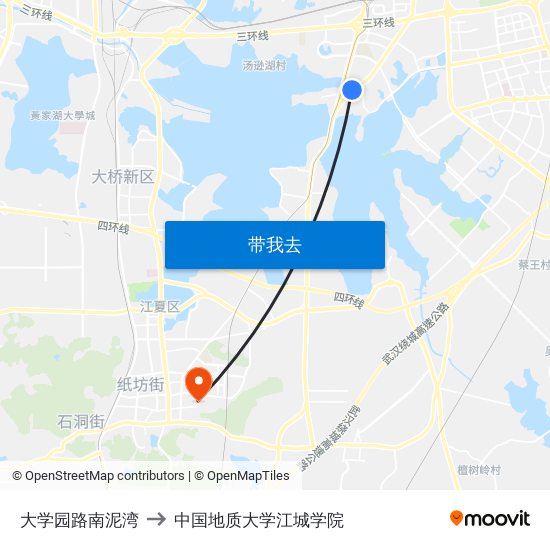 大学园路南泥湾 to 中国地质大学江城学院 map