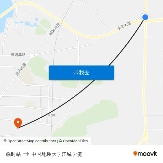 临时站 to 中国地质大学江城学院 map