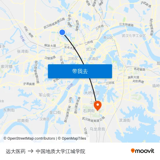 远大医药 to 中国地质大学江城学院 map