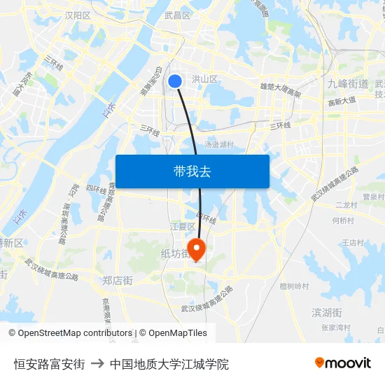 恒安路富安街 to 中国地质大学江城学院 map
