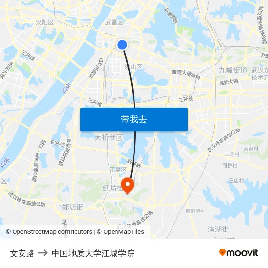 文安路 to 中国地质大学江城学院 map