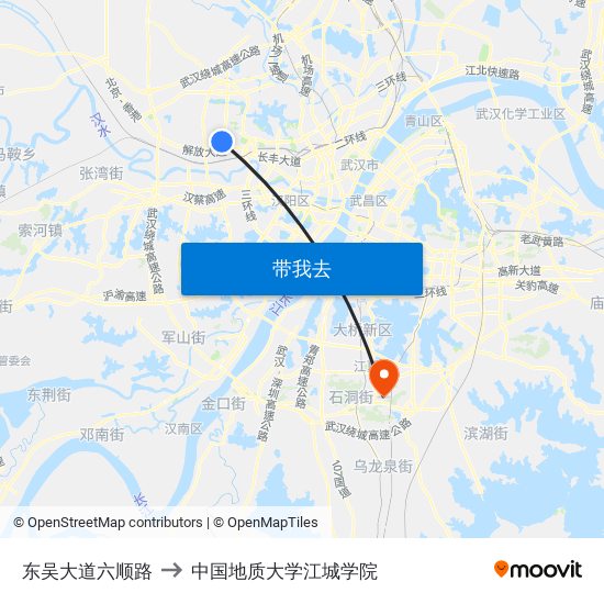 东吴大道六顺路 to 中国地质大学江城学院 map