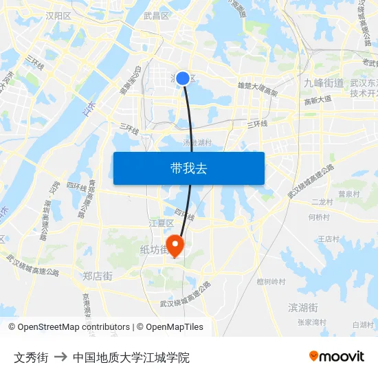 文秀街 to 中国地质大学江城学院 map