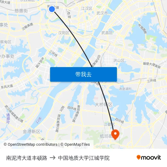 南泥湾大道丰硕路 to 中国地质大学江城学院 map