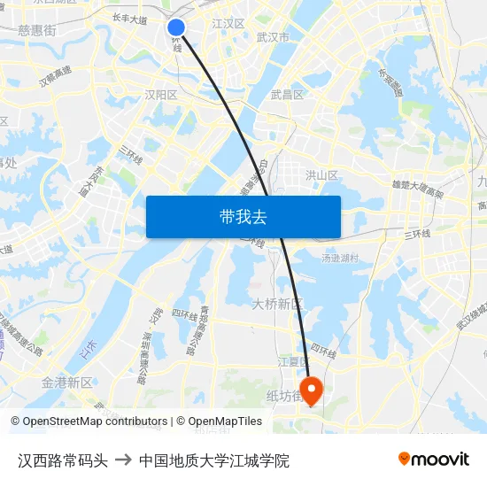 汉西路常码头 to 中国地质大学江城学院 map