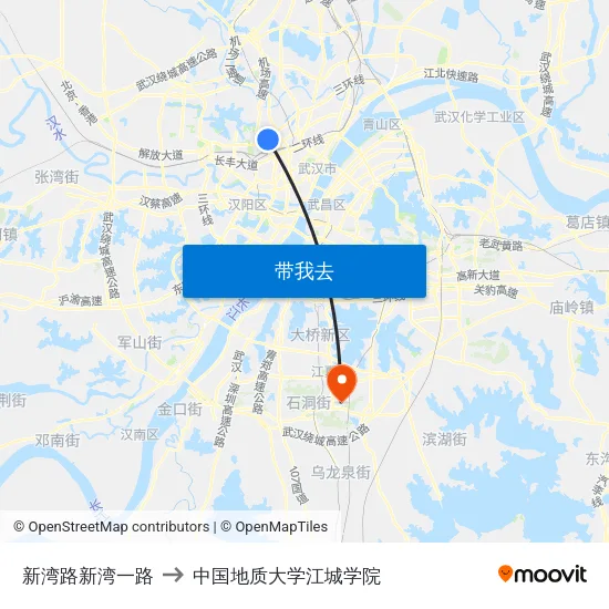 新湾路新湾一路 to 中国地质大学江城学院 map