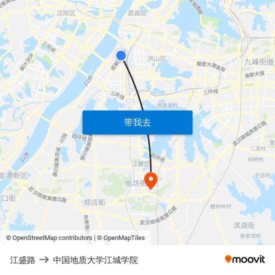 江盛路 to 中国地质大学江城学院 map