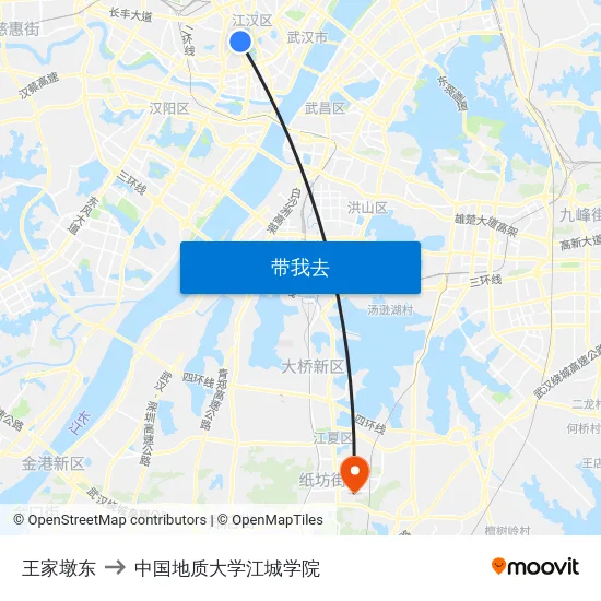 王家墩东 to 中国地质大学江城学院 map