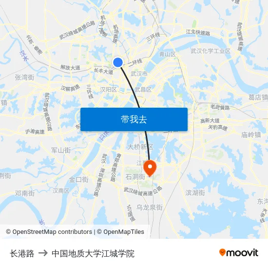 长港路 to 中国地质大学江城学院 map